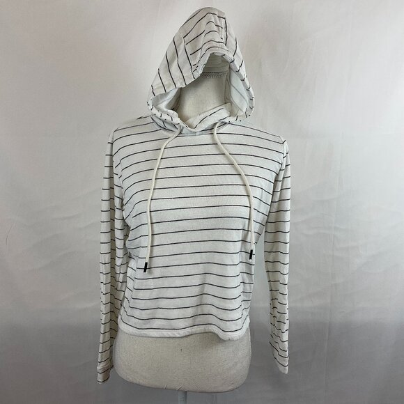 Marine Layer Tops - Marine Layer Top S White Black Striped Hoodie Long Sleeve